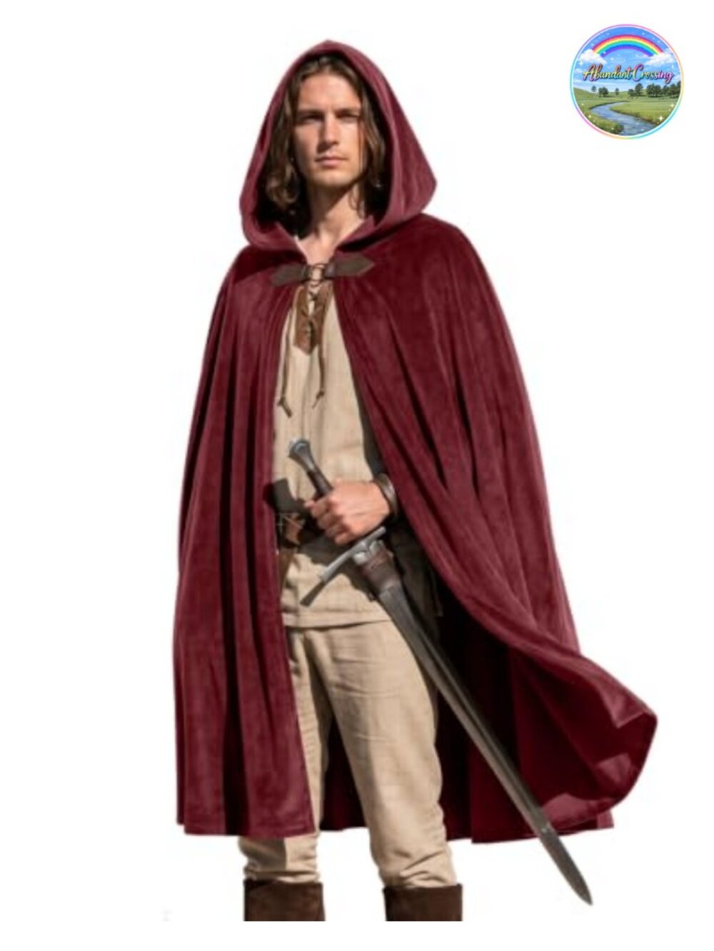 Medieval Velvet Hooded Cloak Renaissance Cape One Size Fits Most